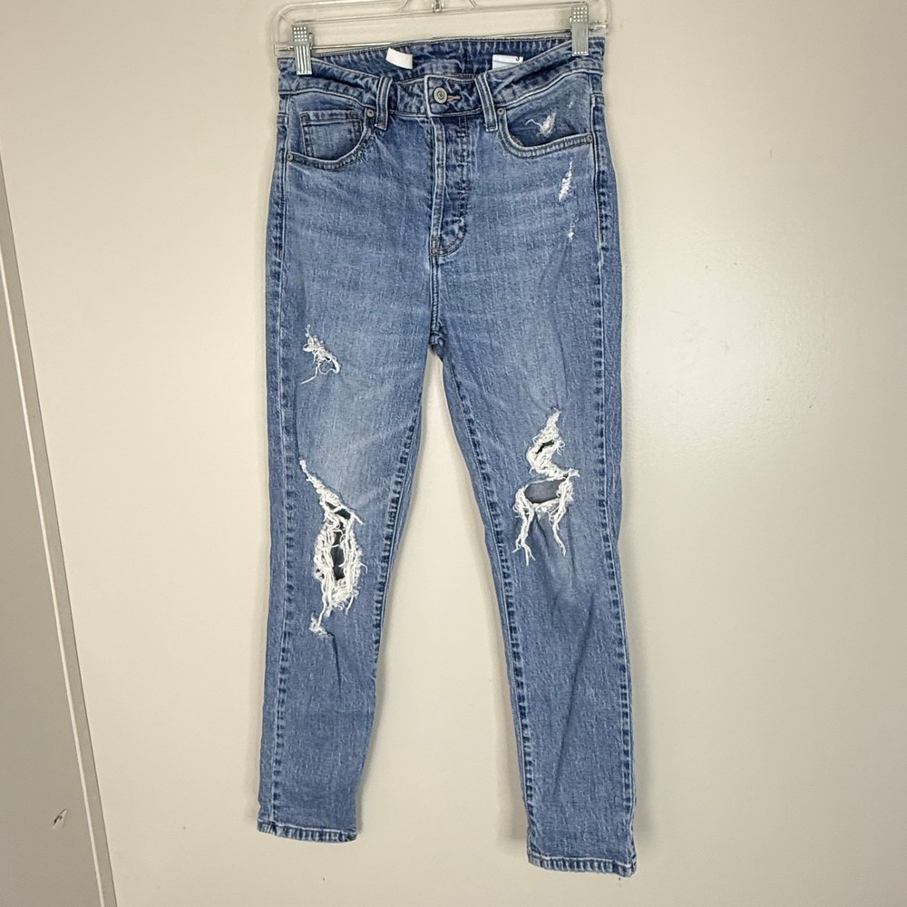 Eunina Jeans Womens 3 Tobi Super High Rise Mom Jean Ankle Distressed Medium Wash